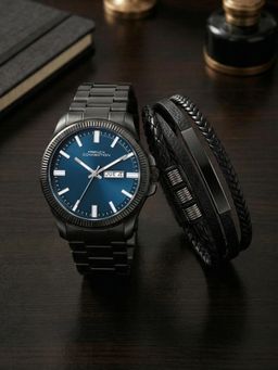 French Connection - Blue Sunray Grey & Quartz Watch With Bracelet (FCGS01-A) (M)
