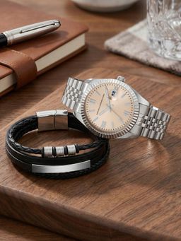 French Connection - Beige Sunray Silver & Quartz Watch With Bracelet (FCGS01-B) (M)