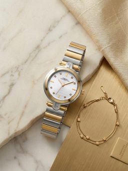 French Connection - Rhinestones Silver Gold Two Tone & Quartz Watch With Bracelet (FCGS03-A) (M)
