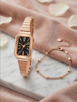 French Connection - Black Solid Rose Gold & Quartz Watch With Bracelet (FCGS03-B) (M)