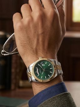 French Connection - Green Day And Date Modern Dial Two-Tone Stainless Steel Watch (FCND10NTM) (M)