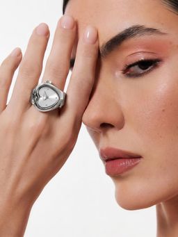 French Connection - Fascine Silver Sunray Dial Silver Analog Ring Watch (FCR04SM) (M)