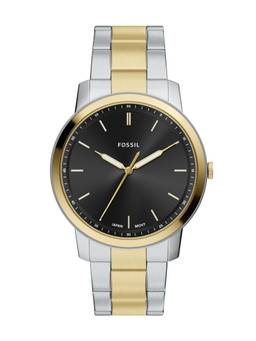 Fossil - Minimalist Silver Toned Men Quartz Black Watch (FS6182) (S)