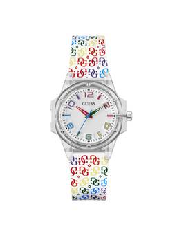 Guess - Women Round White Bio-Based Nylon Analog Watch (GW0881L2) (M)
