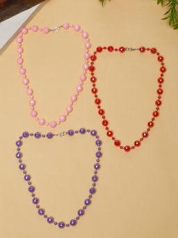 Stol'N - Beeded Necklaces - Purple, Pink, Red (Pack of 3)
