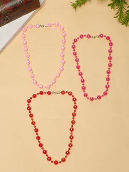 Stol'N - Beeded Necklaces - Pink, Red (Pack of 3)