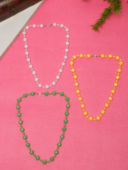 Stol'N - Beaded Necklaces - White, Green, Yellow (Pack of 3)