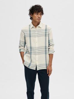 Selected - Off-White Check Full Sleeves Shirt