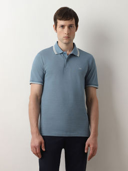 Selected - Blue Organic Cotton Polo T-shirt