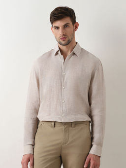 Selected - Beige Linen Full Sleeves Shirt