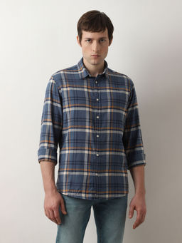 Selected - Blue Flannel Check Cotton Shirt