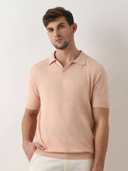 Selected - Orange Linen Polo T-shirt