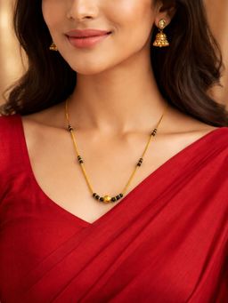 Digital Dress Room - Gold Plated Round Mani Pendant Single Line Mangalsutra