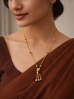 Digital Dress Room - Gold Plated Red Mani Beads Single Line Chain Mangalsutra