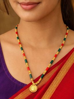 Digital Dress Room - Gold Plated Lakshmi Coin Pendant Mangalsutra