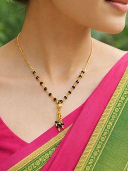 Digital Dress Room - Gold Plated Ball Pendant Green Beads Latkan Mangalsutra