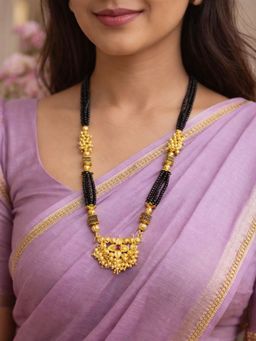 Digital Dress Room - Gold Plated Designer Pendant Thushi Kolhapuri Mangalsutra