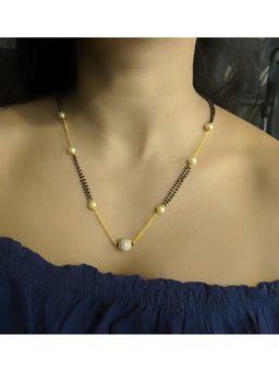 Digital Dress Room - Gold Plated American Diamond White Stone Pearl Mangalsutra