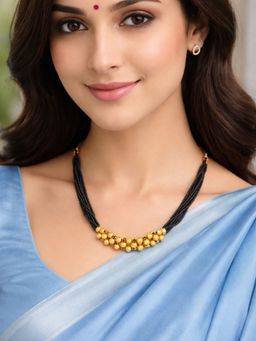 Digital Dress Room - Elegant Gold Plated Golden Beads Multi Layer Chain Mangalsutra