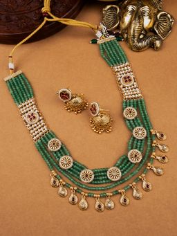 STILEADDA - Handmade Kundan Pearl Long Bandhai Jewellery Set