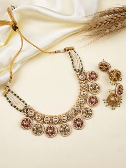 STILEADDA - Handcrafted Kundan Beads Bandhai Jewellery Set