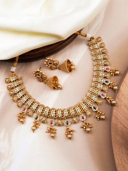 STILEADDA - Antique Finish Multicolour Bandhai Jewellery Set