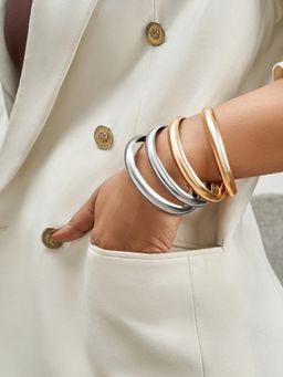 Joker and Witch - Joker & Witch Luxie Gold Silver Chunky Bangles (Pack Of 4)