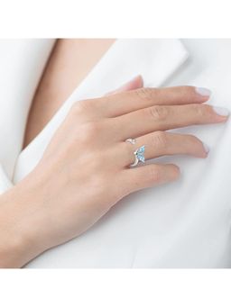 Jazz and Sizzle - Silver Plated Blue Stone and Butterfly Shaped Ring