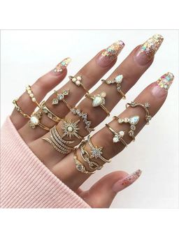 Jazz and Sizzle - Gold Plated Stacking Rings (Pack Of 17)