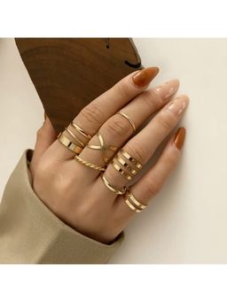 Jazz and Sizzle - Gold Fashion Rings (Pack Of 8)