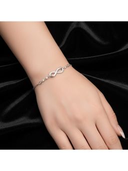 Jazz and Sizzle - Silver Plated Cz Studded Infinity Adjustable Bracelet