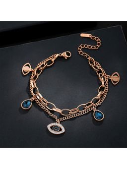 Jazz and Sizzle - Rose Gold Plated Evil Eye Charm Bracelet