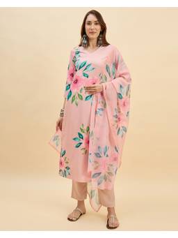 Gahan - Light Peach American Crepe Kurta with Pant and Dupatta