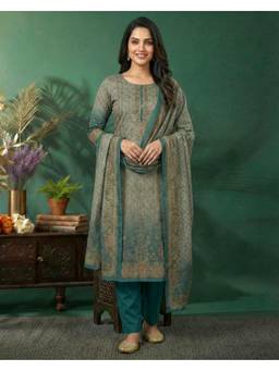 Gahan - Blue Rayon Aari hand Work with Digital Print Kurta with Pant and Dupatta
