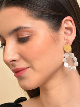 Sohi - Gold Toned Pearls Gold Plated Contemporary Drop Earrings