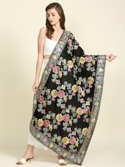 Dupatta Bazaar - Womens Black Georgette Dupatta with Heavy Embroidery & Sequins Work