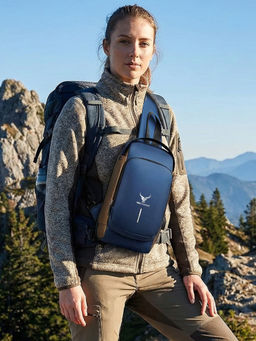 REDHORNS - Blue Waterproof Crossbody Chest Bag For Unisex Design Anti-Theft Zipper