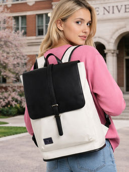 REDHORNS - White Roll Top Laptop Backpack 20L Anti-Theft Smart Backpack With Secure Lock