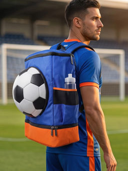 REDHORNS - Blue Football Backpack Smart And Casual With 16-Inch Laptop Backpack