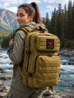 REDHORNS - Brown Army Tactical 52L Multiple Pocket Trekking Rucksack Military Backpack Travel