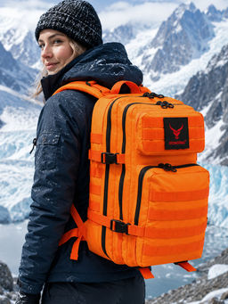 REDHORNS - Orange Army Tactical 52L Multiple Pocket Trekking Rucksack Military Backpack Travel