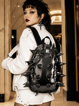 REDHORNS - Black Pu Leather Outdoor Water-Resistant Travel Backpack