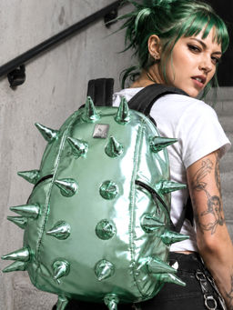 REDHORNS - Green Pu Leather Outdoor Backpack Water-Resistant Travel Bag