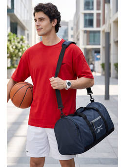 Reebok - Navy Blue Polyester Solid 1 Duffle Bag, 1 Detachable Strap