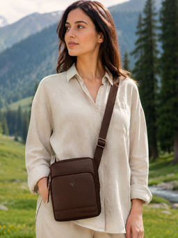 REDHORNS - Brown Genuine Leather Sling Bag For Men And Women Sling Bag
