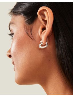 Accessorize London - Womens Sterling Silver-plated Heart Hoop Earrings