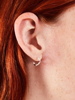 Accessorize London - Womens 925 Sterling Silver Hallmark Blue Cubic Zirconia Hoop Earrings