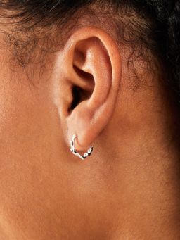 Accessorize London - Womens 925 Sterling Silver Hallmark Molten Huggee Hoop Earring
