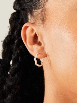 Accessorize London - Womens Silver-plated Cubic Zirconia Sparkle Wiggle Hoop Earrings