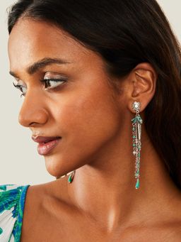 Accessorize London - Womens Blue Boho Long Tassel Earrings